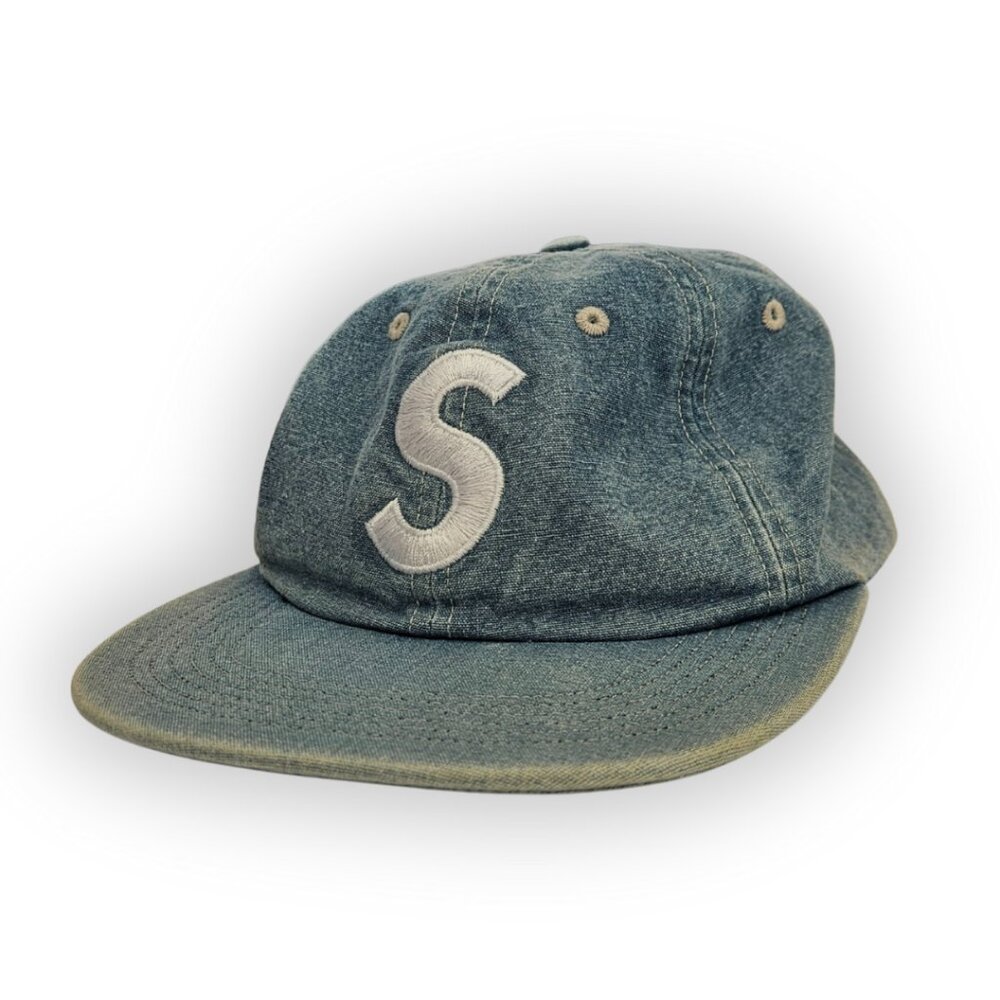 SUPREME WASHED CHAMBRAY S LOGO 6-PANEL BLUE DENIM 100% AUTHENTIC - Picture 2 of 6